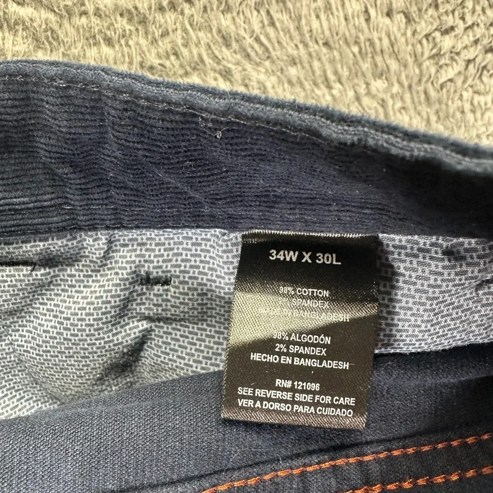 Copper & Oak Pant Mens 34x30 Blue Cotton Corduroy Chino‎ Straight Preppy Career